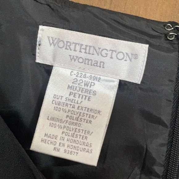 Vintage Worthington woman lined black dress w shoulder pads 22WP - Picture 8 of 11
